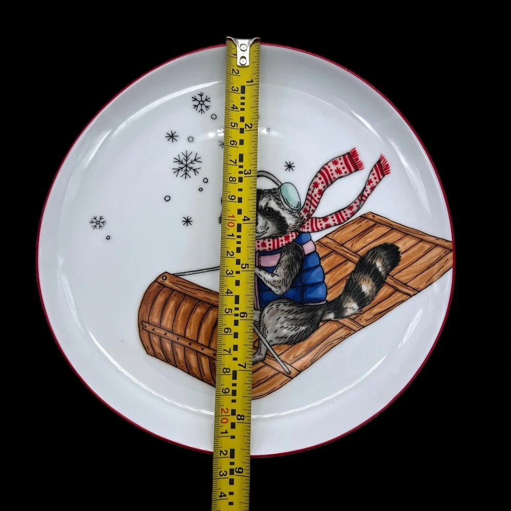 New West Elm Rachel Kozlowski 2020 Christmas Raccoon Animal salad plate